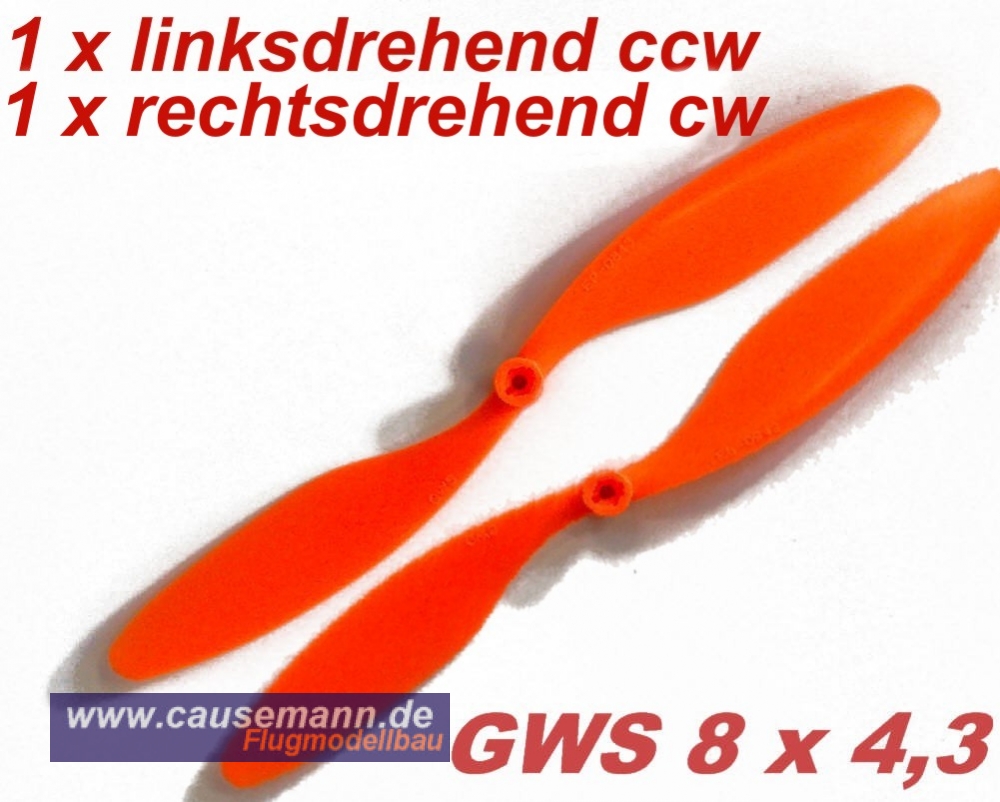CW & CCW ORANGE 3-Blatt Luftschraube Propeller 8x4,5 rechts & links