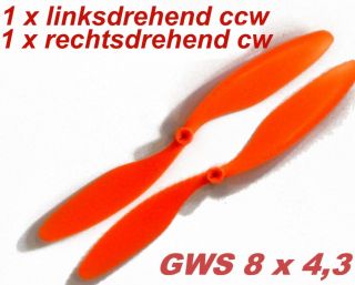 2 Propeller GWS 8x4.3 / Set für Multicopter, rechts und linksdrehend  cw/ccw