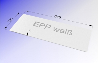 EPP - Platte RG20 wei 4mm x  840mm x 320mm