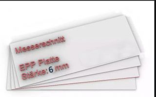EPP- Platte, Messerschnitt, 6x 840 x 320mm, RG20 weiß